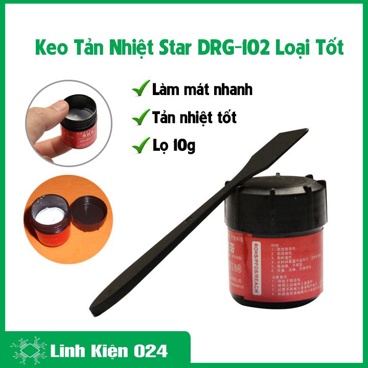 Lọ keo tản nhiệt Star DRG-102 làm mát cpu cho máy tính, laptop, dạng mỡ trắng bôi trơn, tản nhiệt tốt