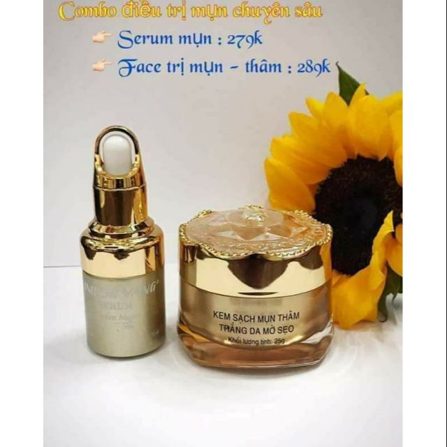 Combo mụn thâm trắng da linh chi vàng