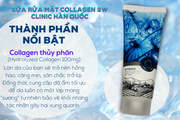Sữa Rửa Mặt Collagen 3W Clinic Foam Cleansing 100ml