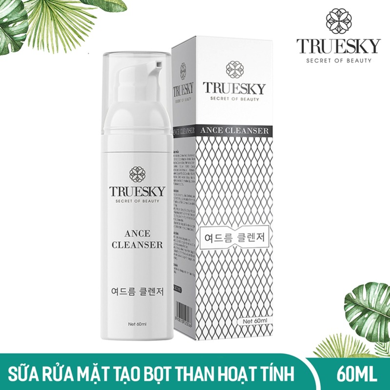 Sữa rửa mặt than hoạt tính Truesky dành cho da mụn dạng tạo bọt 60ml - Ance Cleanser nhập khẩu