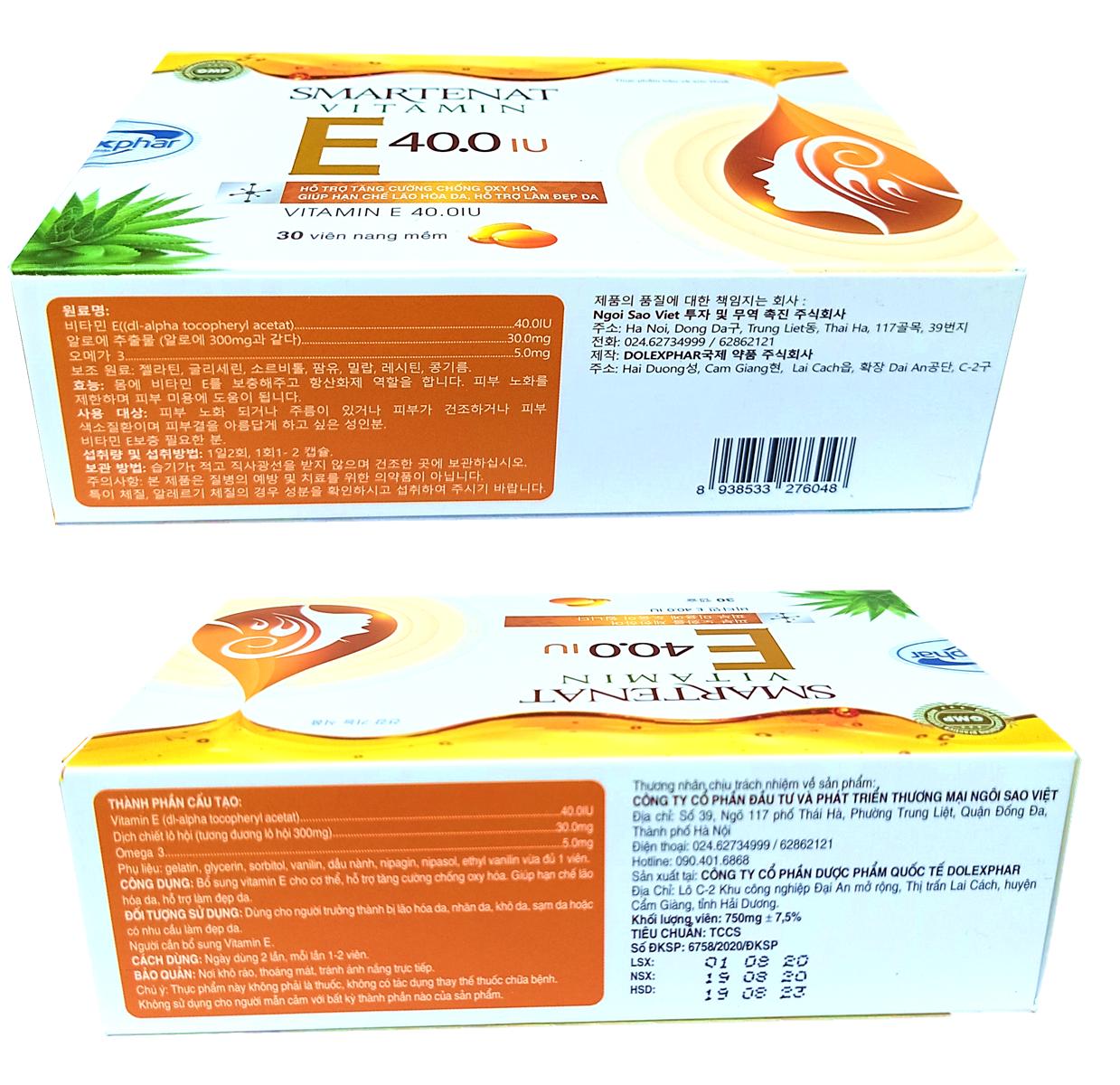 Viên uống đẹp da Hàn Quốc giúp bổ sung Vitamin E 4000mcg  Om.ega 3 sáng mịn da chống lão hóa - Hộp 30 viên dùng 1 tháng