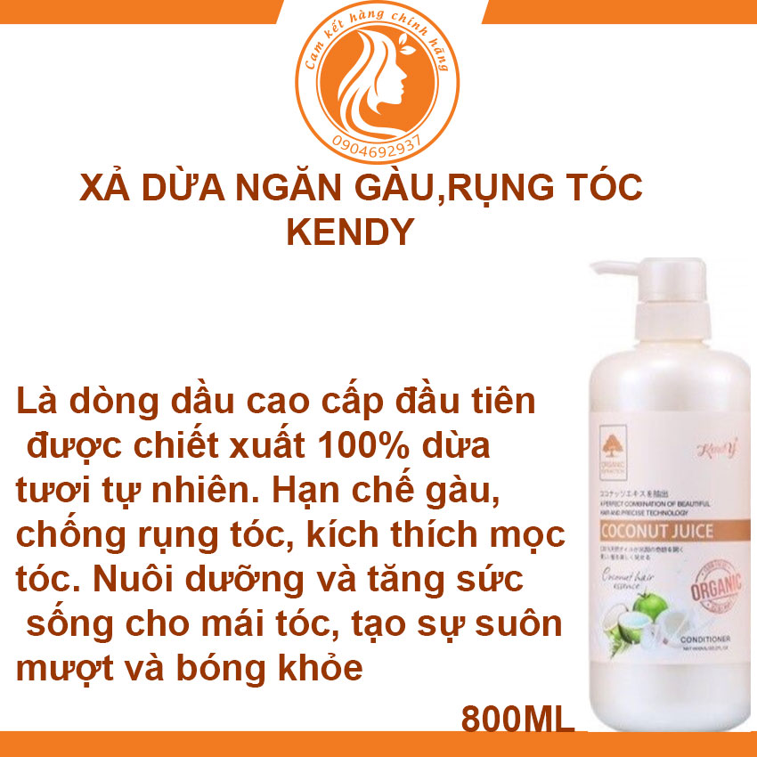 Cặp gội xả dừa cao cấp dành cho tóc gàu, rụng tóc Kendy
