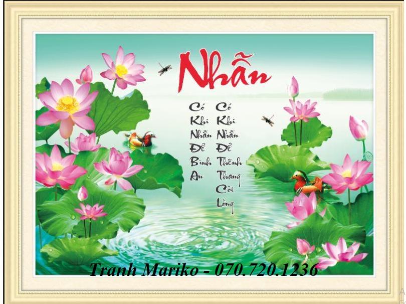 [HCM]Tranh thêu chữ NHẪN- Có khi nhẫn để bình an-Có khi Nhẫn để thênh thang cõi lòng 53553 kích thước 80*60cm