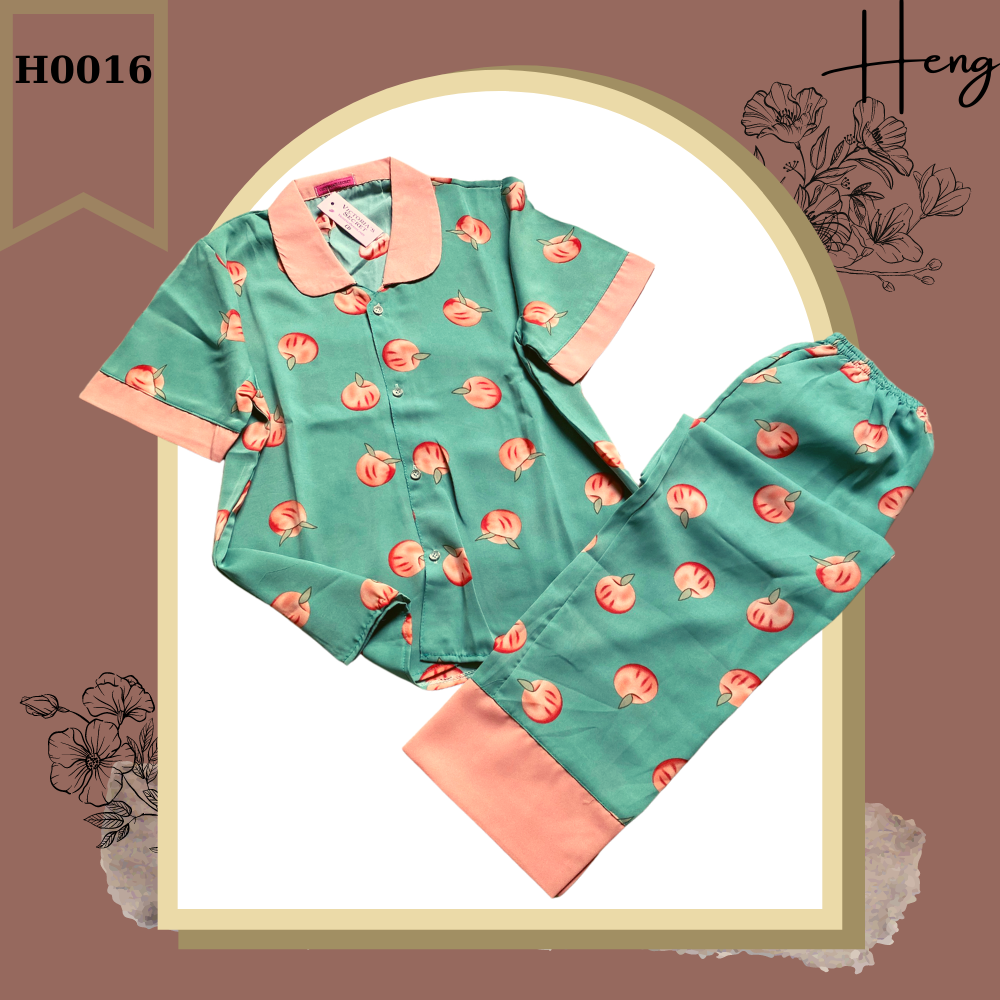 Pijama VIC lụa Mango Tay Cộc Cổ Bèo Hoạ Tiết
