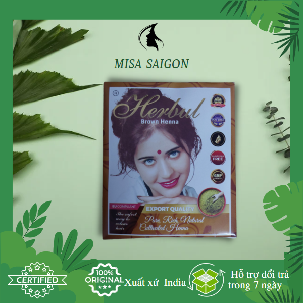 [HCM]Nhuộm tóc thảo dược Herbul Henna Ấn độ màu nâu