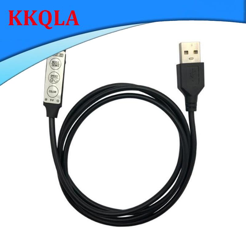 Qkkqla usb port 5v mini 3key mini 17key 24key 4pin rgb led strip light rf controller control dimmer for 5050 3528 2835 strip lights