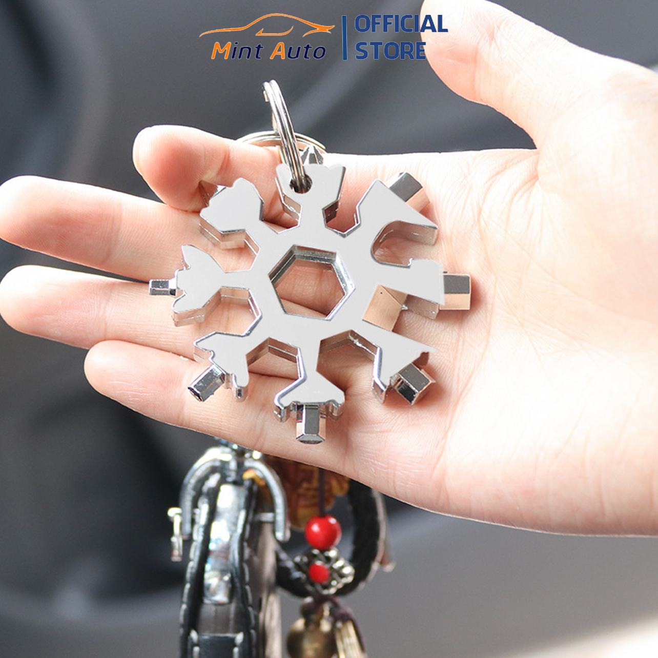 Móc Khóa Hình Bông Tuyết Cờ Lê Đa Năng Tích Hợp 18 Đầu Trong 1 Tiện Lợi Nhỏ Gọn Thông Minh