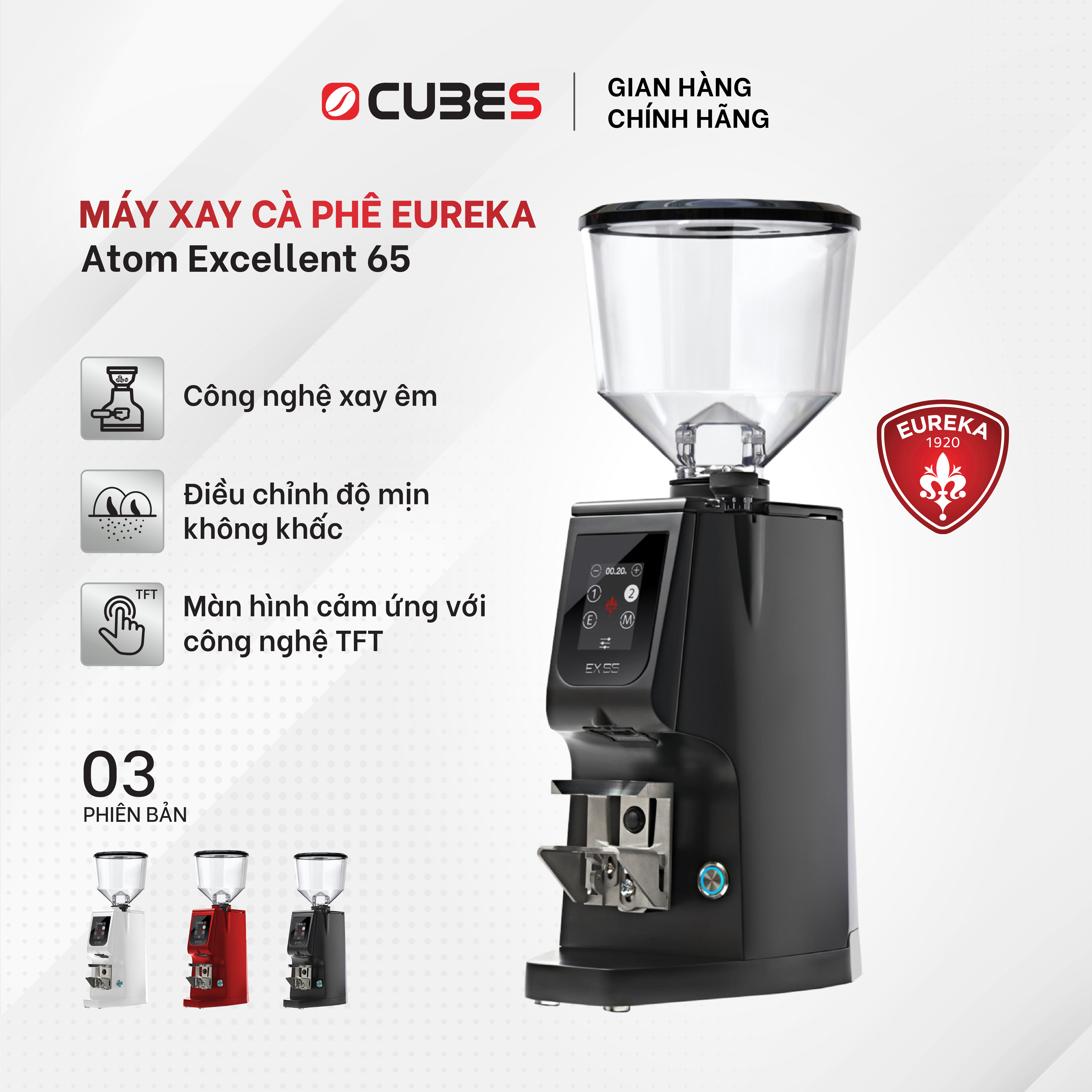 Eureka Atom Excellence 65 Espresso Coffee Grinder, Black