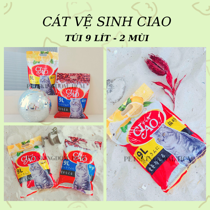 Cát vệ sinh cho mèo CIAO túi 9L 2 mùi