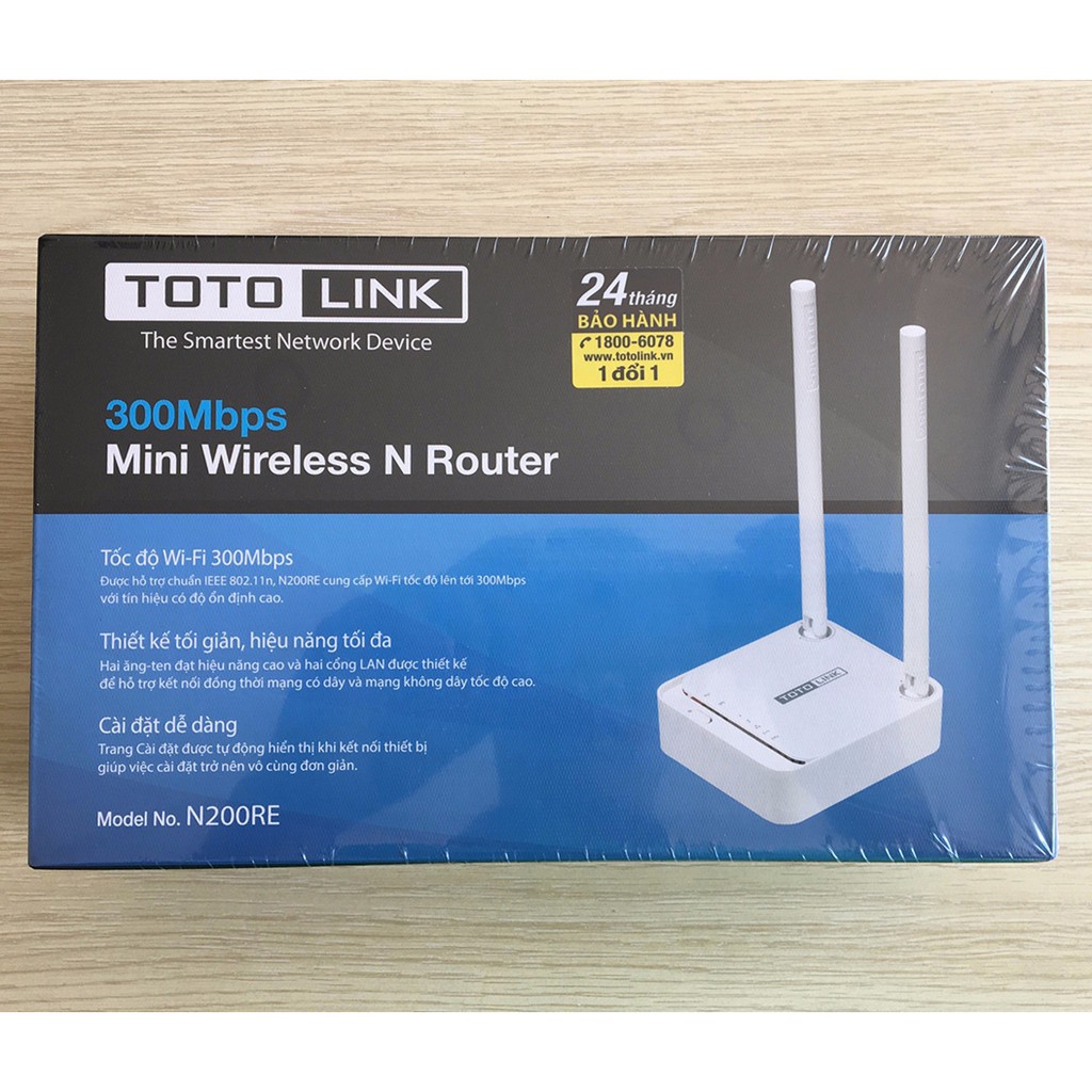 Phát sóng wifi Totolink N200RE - kèm kích sóng Wi-Fi chuẩn N 300Mbps