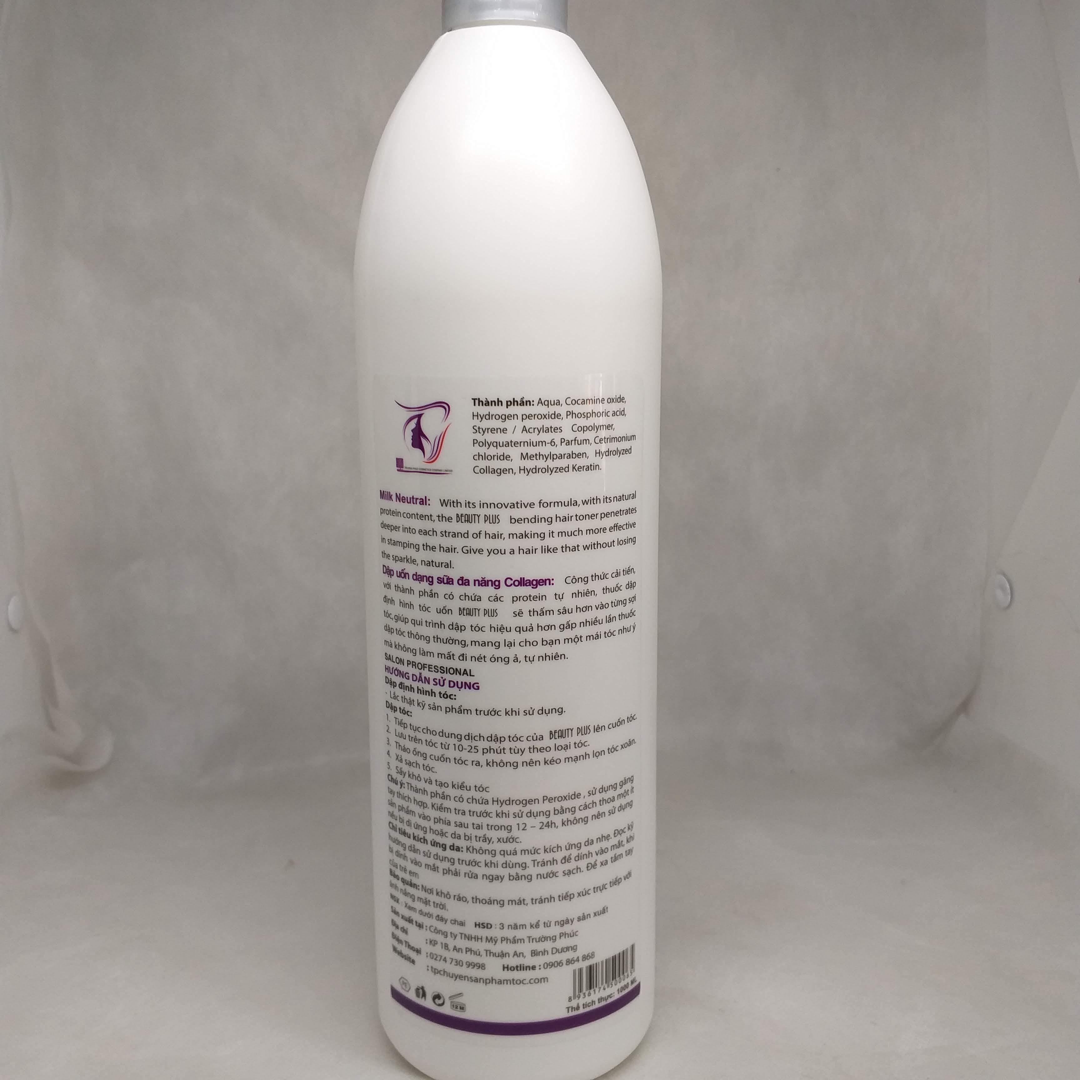[HCM]Dập uốn tóc dạng  sữa Beauty Plus 1000ml ( Dập uốn nóng và uốn lạnh )