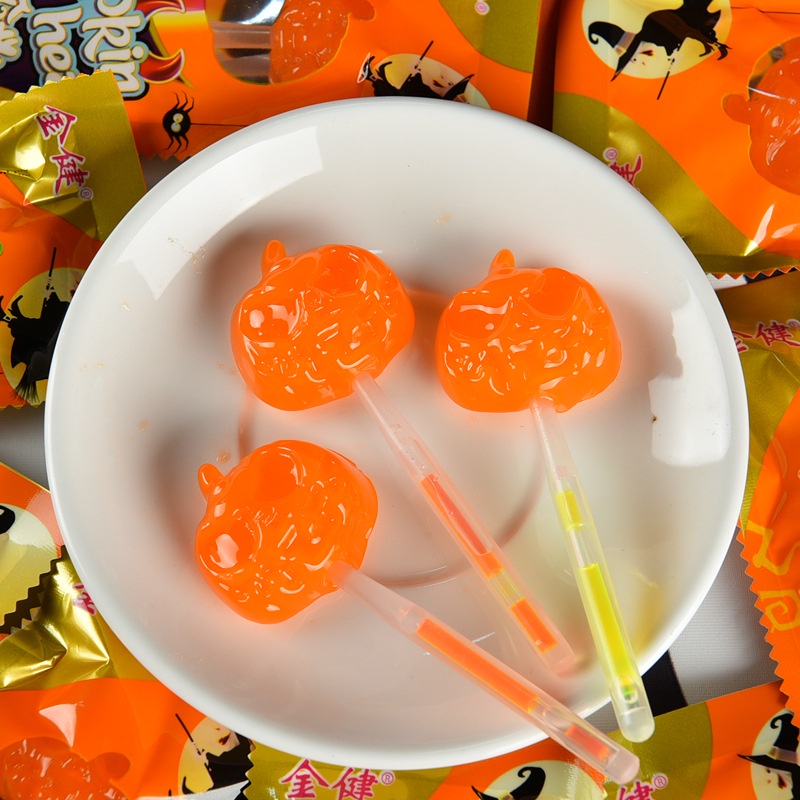 1 kẹo mút bí ngô halloween phát sáng
