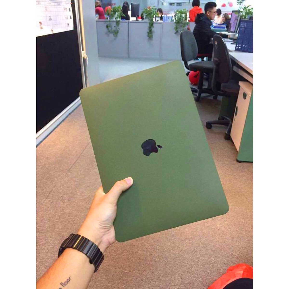 Case ,Ốp Macbook Màu Xanh Rêu Đủ Dòng (Tặng Kèm Nút Chống Bụi )