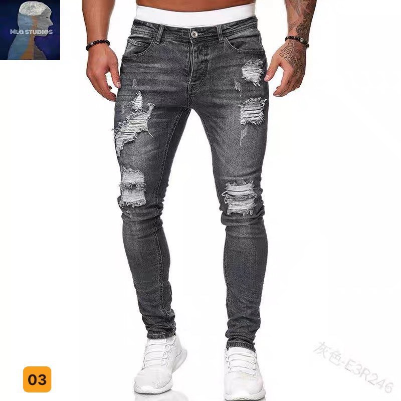 Quần Jean Nam, Jean Nam Đẹp, Quần Bò Nam Rách, Chất Vải Đẹp, Phom Dáng Body, Không Xù, Không Bai Màu ( Hình Thật Có Kèm Video) Thời Trang Phong Cách DG-SHOP MS64