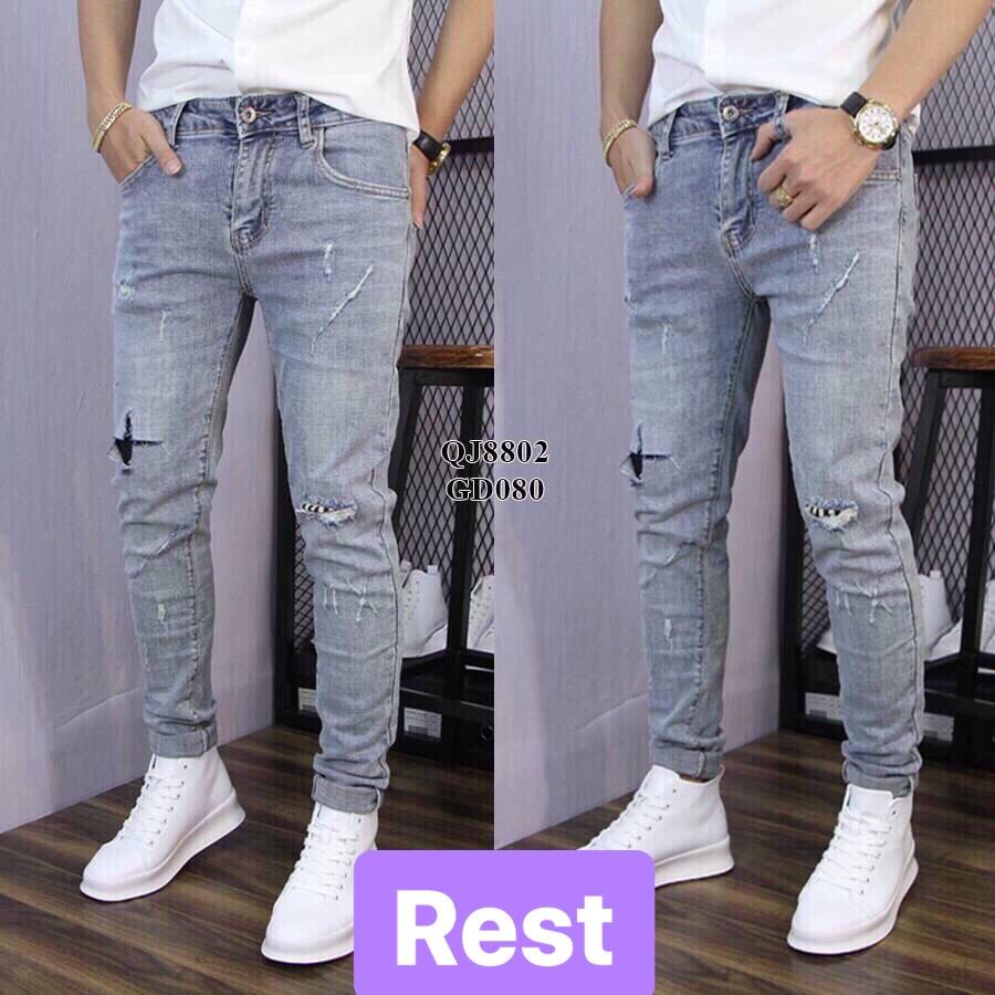 QUẦN JEAN NAM CHẤT BÒ CAO CẤP RÁCH CHỮ THẬP SÀNH ĐIỆU EV-080 EVEREST FASHION