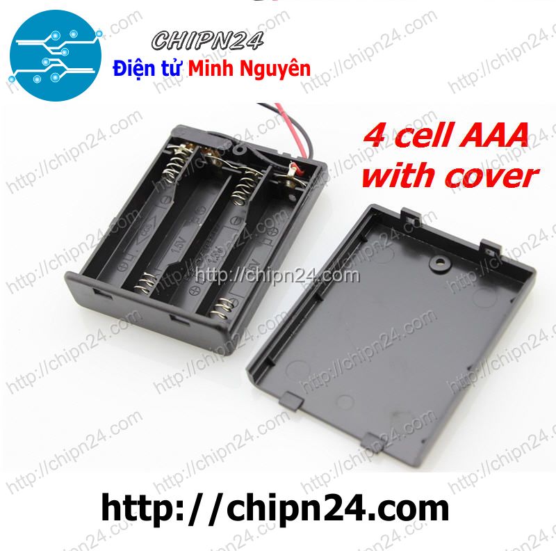 [1 cái] (C71) Hộp Đế pin 4 viên AAA (có nắp, có công tắc)