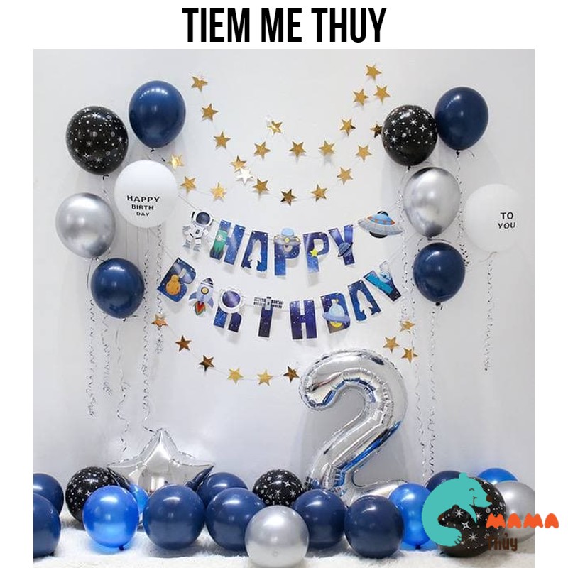 Bộ bóng trang trí sinh nhật bé trai chủ đề phi hành gia 69