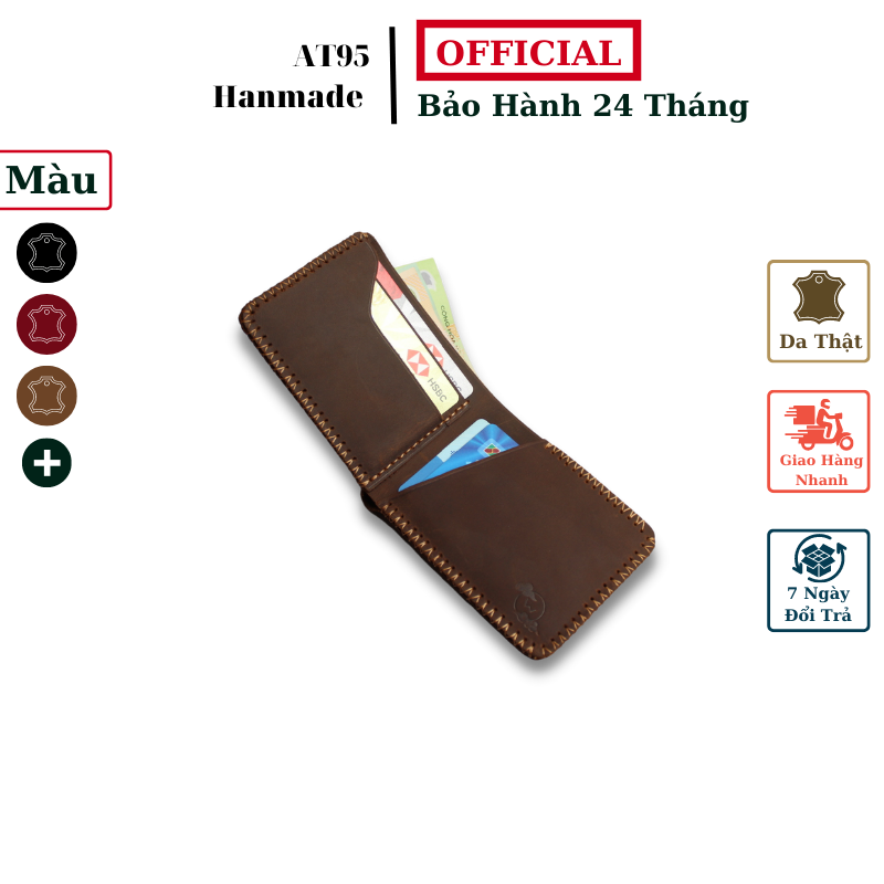 Ví siêu mini nhỏ gọn da bò thật VN04  AT95 Handmade