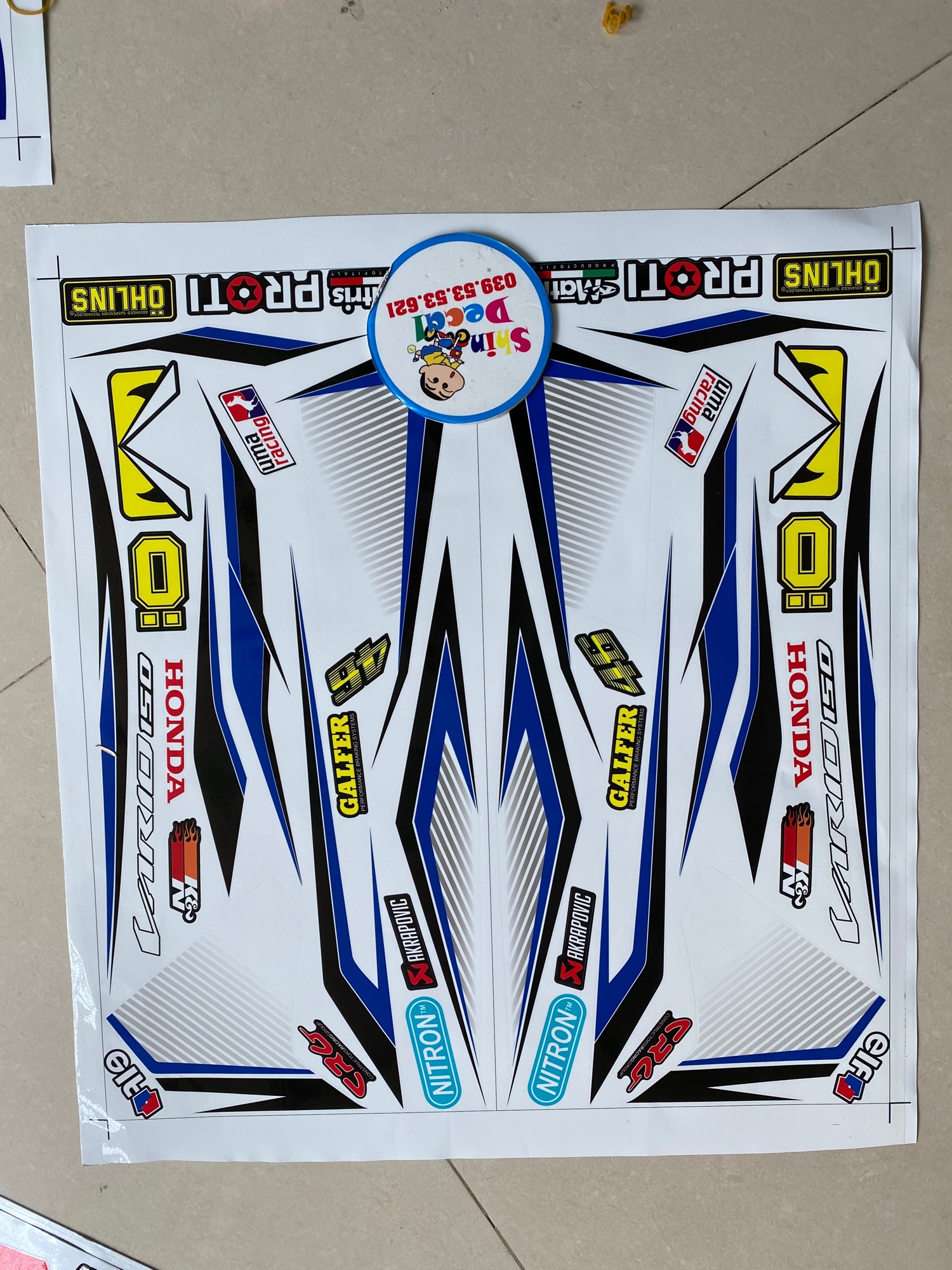 Tem rời Vario 150 dán xe trắng