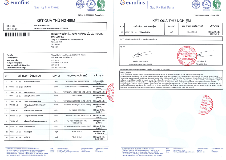 Nước uống 82X Placenta 2020
