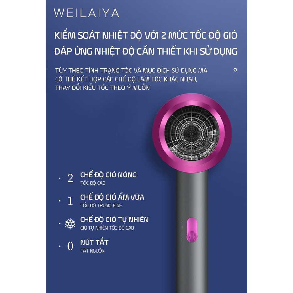 [shop trợ giá] Máy sấy tóc Weilaiya cao cấp công suất 1800W 3 chế độ
