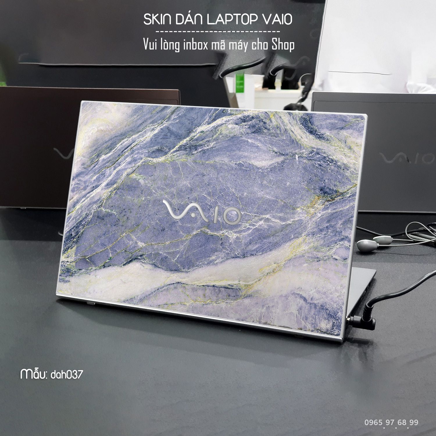 Decal Skin dán Laptop VAIO mẫu vân đá (inbox mã máy cho shop)