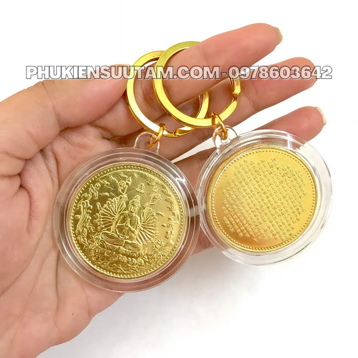 Móc khóa xu vàng phật quan âm nghìn tay nghìn mắt - tmt collection - sp005734
