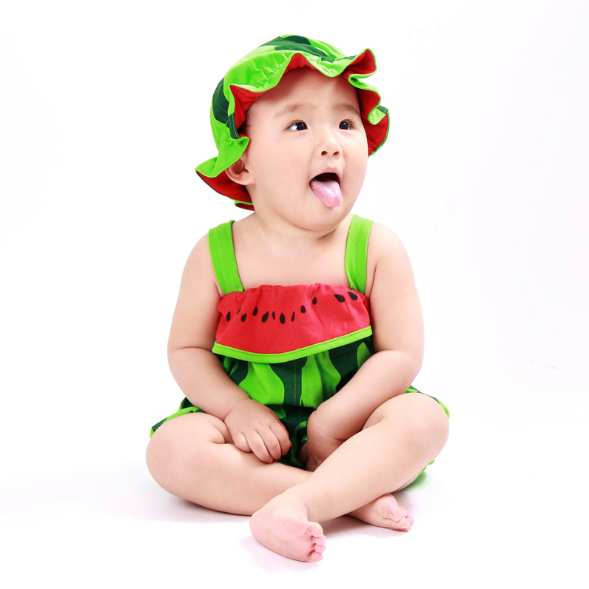 Body dưa hấu, bí đỏ kèm mũ  cho bé