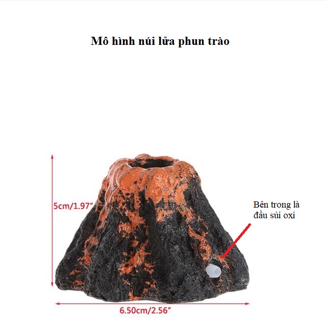 Mô hình núi lửa phun trào có đầu sủi oxi bên trong (tặng ống khí)