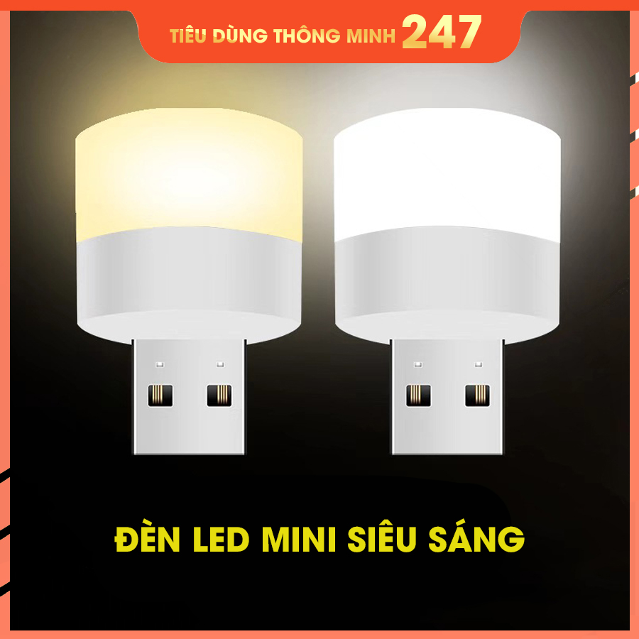 Đèn ngủ mini hình tròn bóng LED - Cổng USB