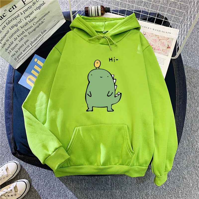Áo hoodie khủng long Hi in ngực