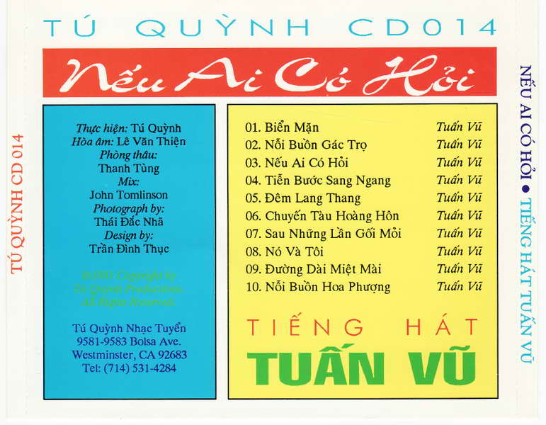 Tú Quỳnh CD 014 - Tuấn Vũ - Nếu Ai Có Hỏi (1991)