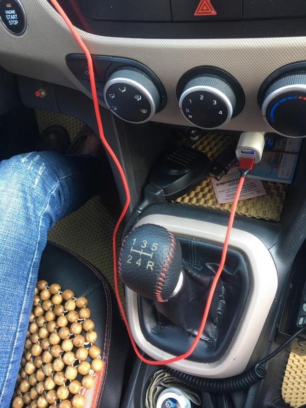 Bao da bọc cần số Hyundai I10 số sàn da thật handmade