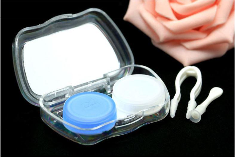 1 Hộp Khay Gương Dựng Lens Dựng Kính Áp Tròng Có Đầy Đủ Kẹp Gắp Và Dụng Cụ Đeo Lens