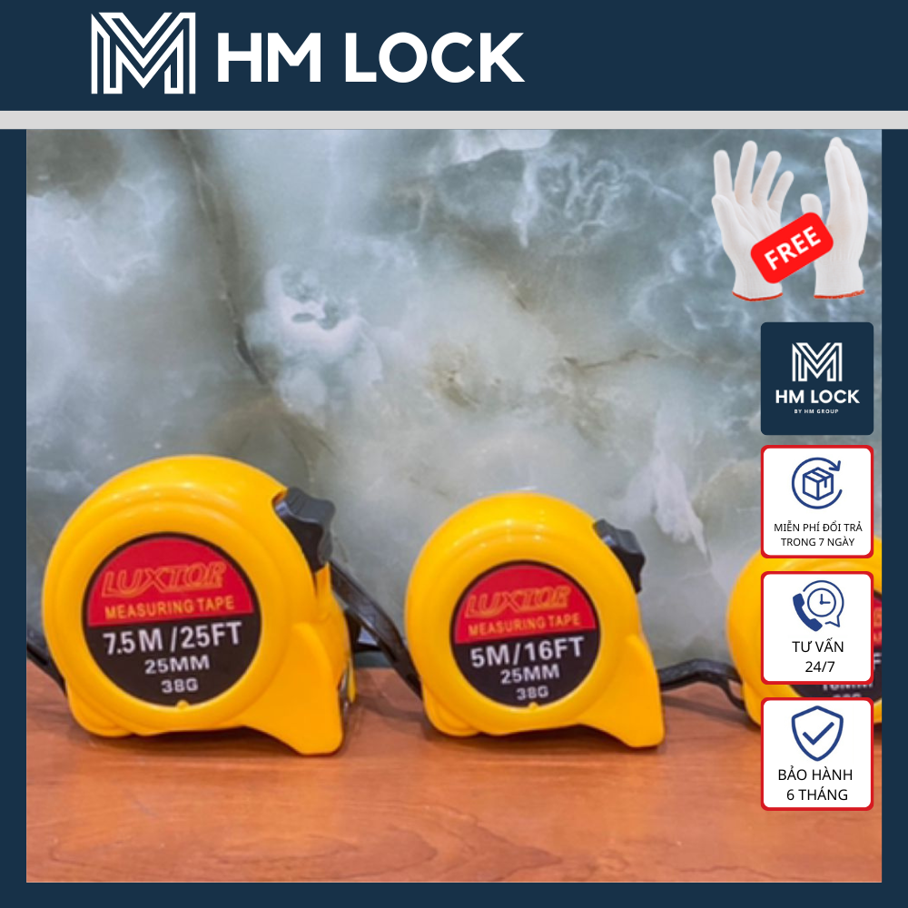 THƯỚC ĐO SẮT BẢN 25mm LUXTOP -  TUỲ CHỌN SIZE (3, 5 ,7.5, 10m) - CÓ LOẠI LA BÀN - LỖ BAN - HM Lock - HM LOCK