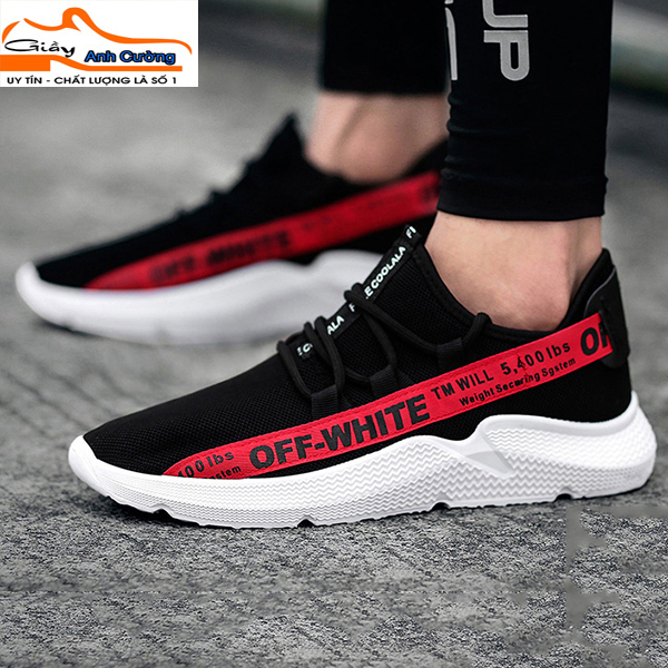 Giày sneaker nam hàn quốc cao cấp OFFWHITE (đen đỏ) siêu hot  (Giá Hủy Diệt)