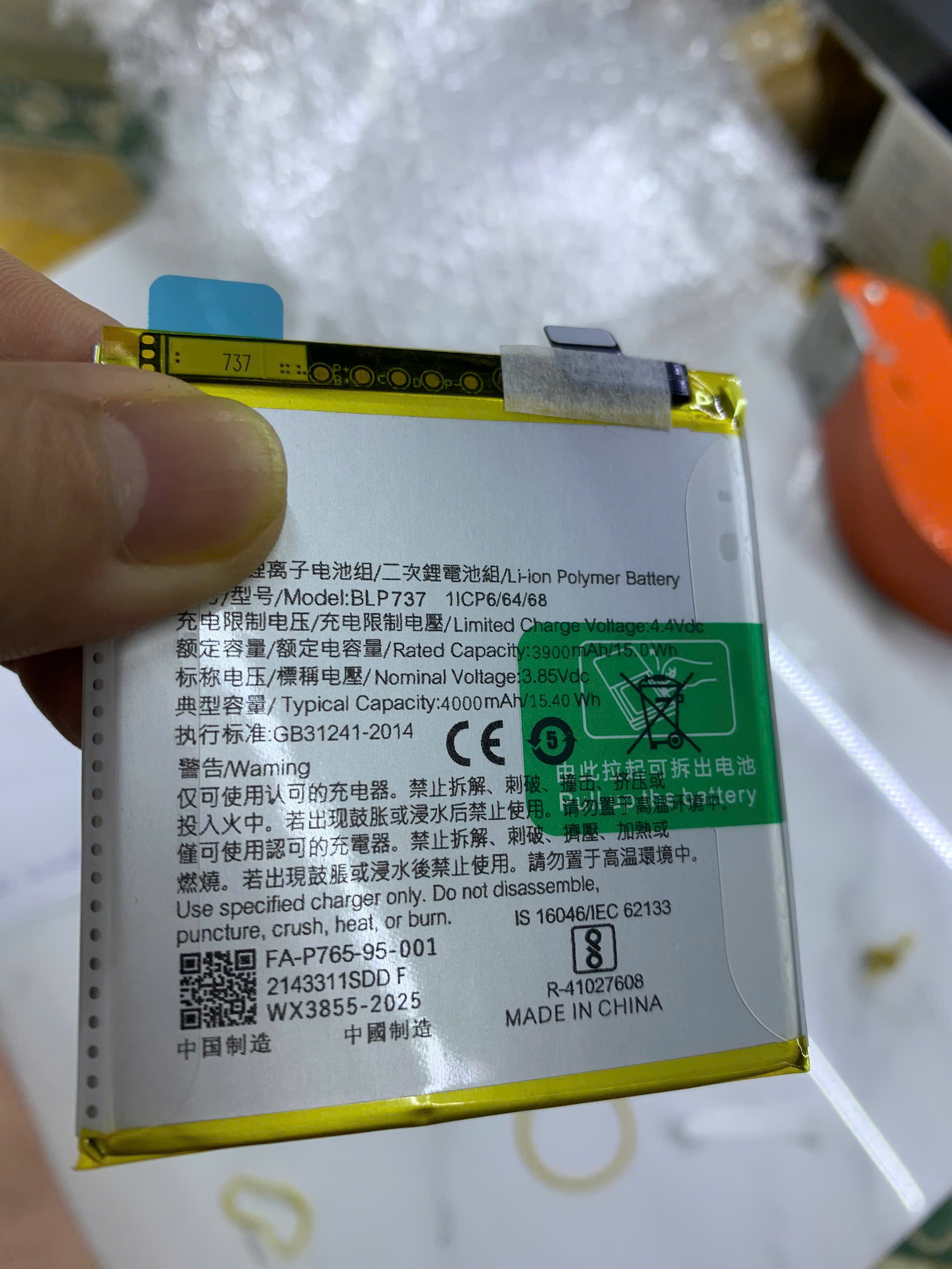 Pin oppo BLP737 dùng cho Reno 2F, 4000mAh, bảo hành 3 tháng