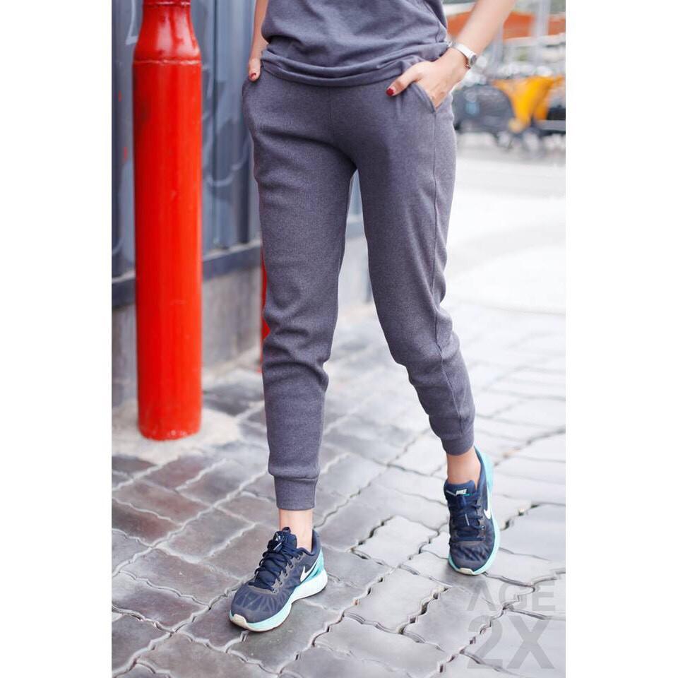 Quần Jogger nữ thun gân ( Hàng VNXK)