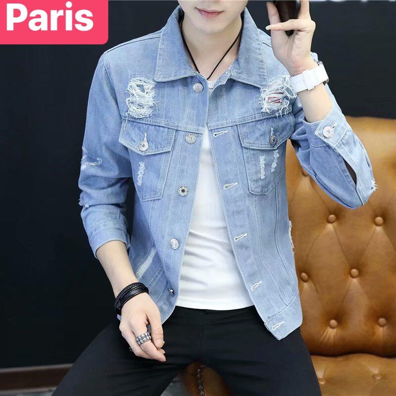 ÁO KHOÁC JEAN NAM CHẤT BÒ XANH BIỂN WASH THU ĐÔNG HÈ HOT TREND HÀN QUỐC MỚI CAO CẤP PR-88 - PARIS FASHION