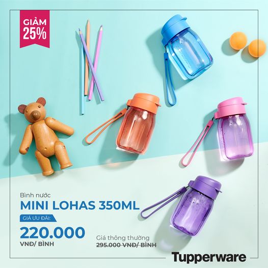 [HCM]Tupperware Bình nước lohas 350ml