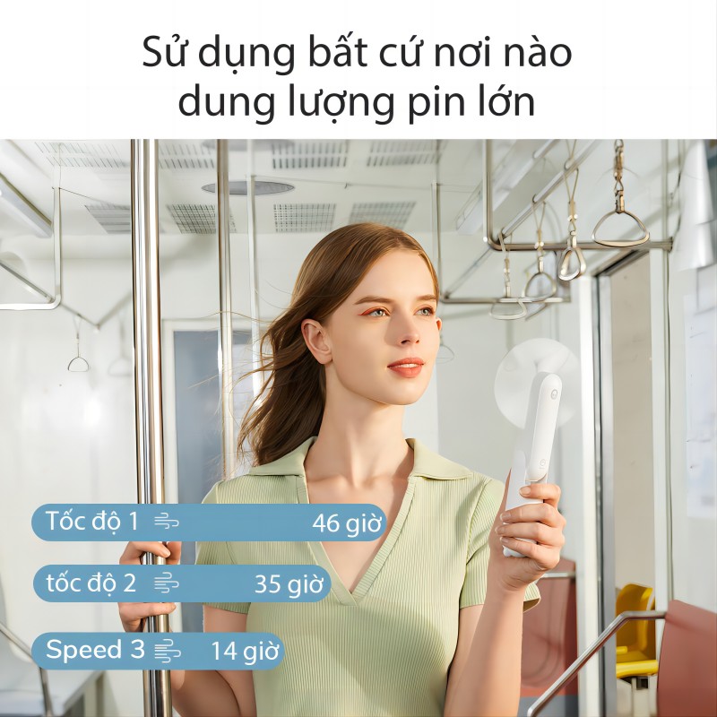 JISULIFE Quạt Mini USB Cầm Tay 4800mAh Xách Tay Pocket Làm Mát Có Thể Gập Lại Thì Thầm Yên Tĩnh Led Ánh Sáng Cầm Tay