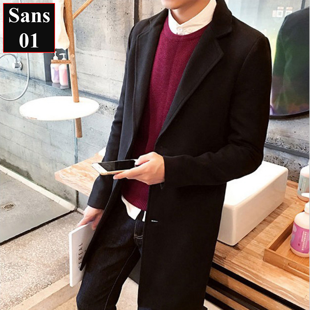 Áo măng tô nam dáng dài Sans01 khoác dạ hàn quốc blazer mangto giá rẻ đen xanh vàng size S M L XL bigsize 2XL 3XL 4XL 5XL trech coat men