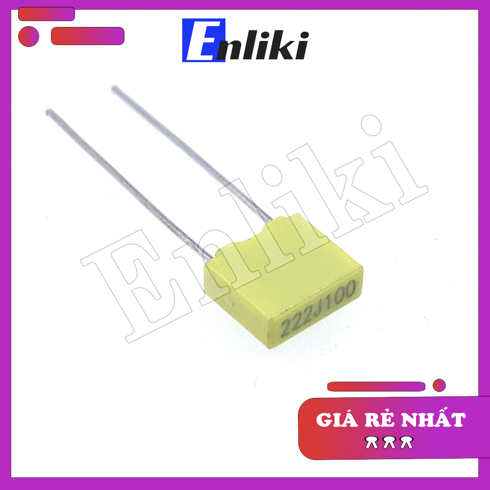 2 Chiếc Tụ 100V Màu Vàng 2.2nF 222J  5mm