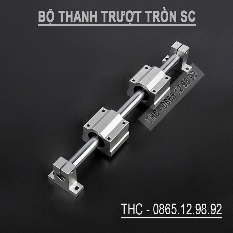 Bộ thanh ray trượt tròn phi 12mm (1 thanh SC12 dài 1 mét + 2 con trượt SCS12UU + 2 gối đỡ SK12)