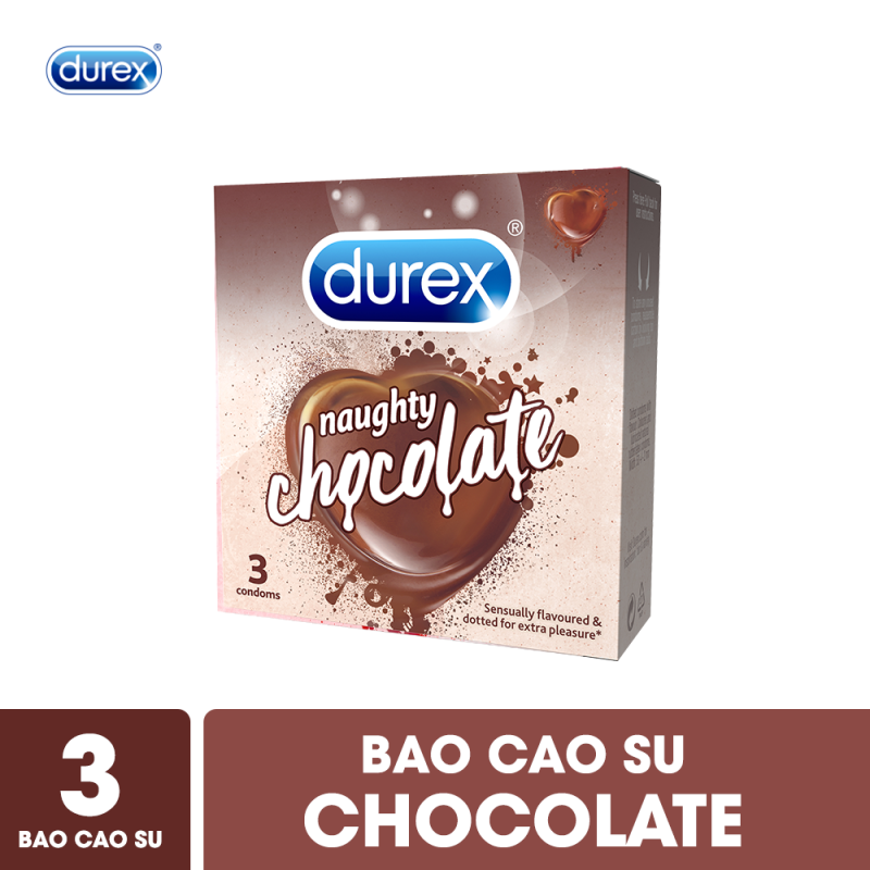 [QUÀ TẶNG KHÔNG BÁN] Bao cao su Durex Naughty Chocolate - Hộp 3 bao cao cấp