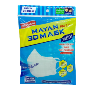 Khẩu Trang Đa Năng Mayan PM2.5 3D Mask Medi 5 cái bịch màu trắng thumbnail