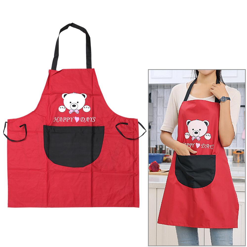 Home Kitchen Chef Restaurant Waiter Apron Greasy Dirt Proof Water Proof Cute Cartoon Bear Microfiber Aprons for Baking Cooking Apron With Pockets