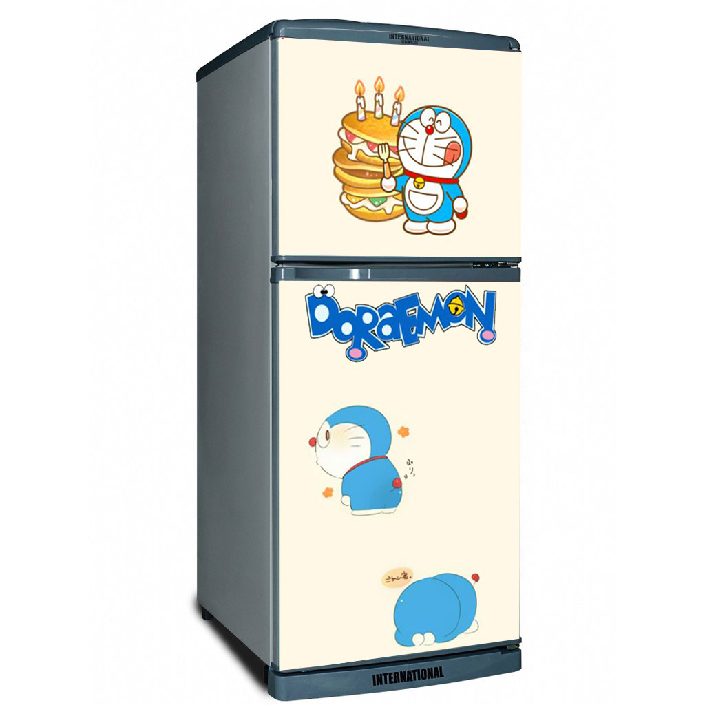 [HCM]Decal dán trang trí tủ lạnh mẫu Doraemon và bánh rán