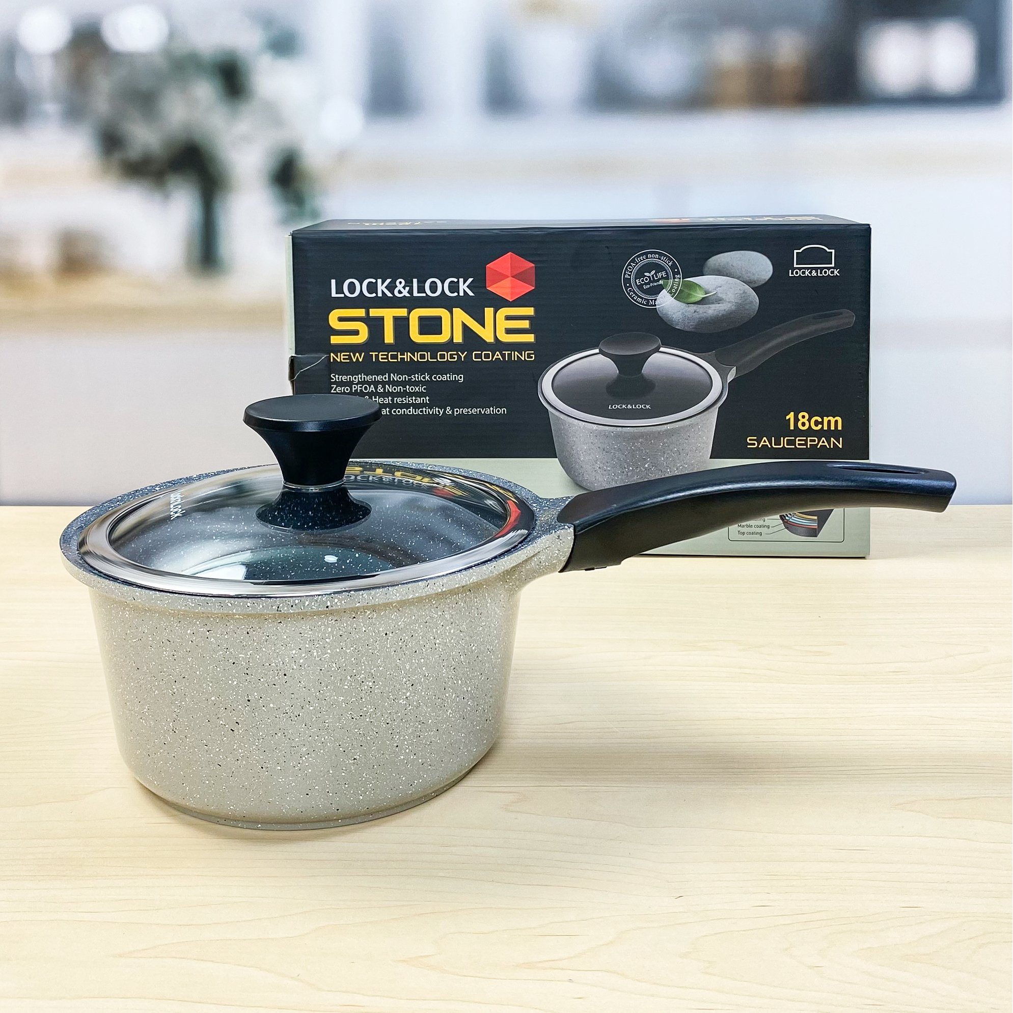Quánh Đá Stone Cao Cấp 7 Lớp 18cm LocknLock LCA6181D (hàng chính hãng)