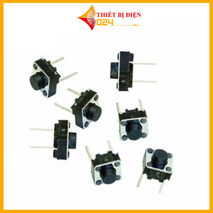 Nút Nhấn 2 Chân Vuông Đen 6x6x5mm - 1 Chiếc